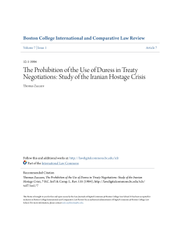 The Prohibition of the Use of Duress in Treaty Negotiations
