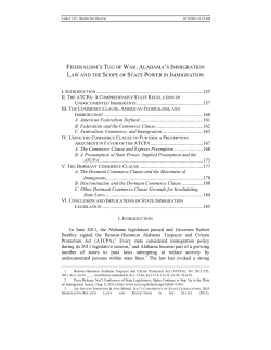 federalism`s tug of war: alabama`s immigration law and the scope of