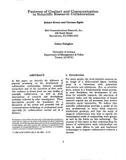 Patterns of Contact and Communication in