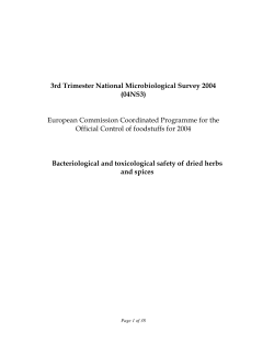 3rd Trimester National Microbiological Survey 2004