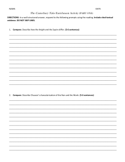 The Canterbury Tales Enrichment Activity (PART ONE)