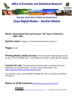 Queensland Past and Present: 100 Years of Statistics, 1896&ndash;1996