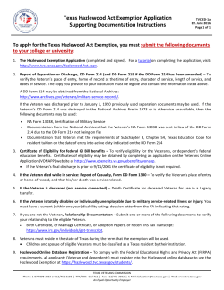 Texas Hazlewood Act Exemption Application Supporting