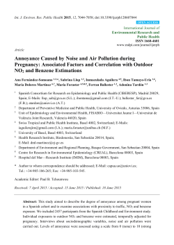 Annoyance Caused by Noise and Air Pollution during Pregnancy