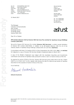 Bidder`s Statement