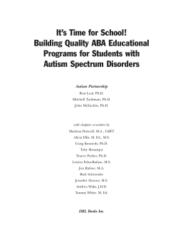 It`s Time for School! Building Quality ABA Educational Programs for