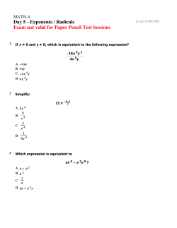 Day 5 - Exponents / Radicals Exam not valid for Paper Pencil Test
