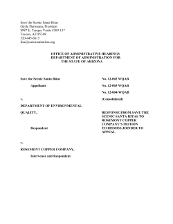 Save the Scenic Santa Ritas Gayle Hartmann, President 8987 E