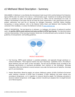 Methanol and Water Feedstock Blend