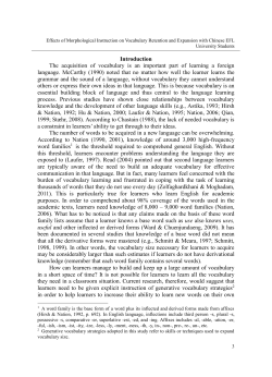 Introduction The acquisition of vocabulary is an important part of