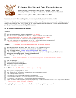 Evaluating Web Sites and Other Electronic Sources