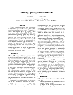 Augmenting Operating Systems With the GPU