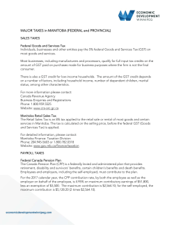 MAJOR TAXES in MANITOBA - Economic Development Winnipeg