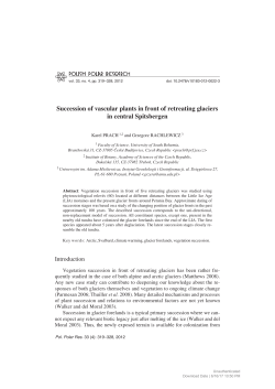 Succession of vascular plants in front of retreating