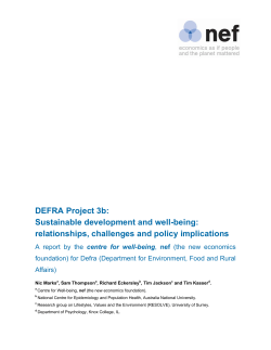 DEFRA Project 3b: Sustainable development and well