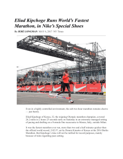 Eliud Kipchoge Runs World`s Fastest Marathon