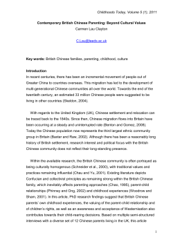 Contemporary British Chinese Parenting