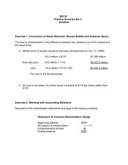 B8110 Practice Exercise Set 2 Solution Exercise 1. Conversion of