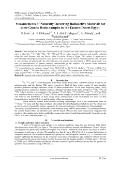 Measurements of Naturally Occurring Radioactive Materials for