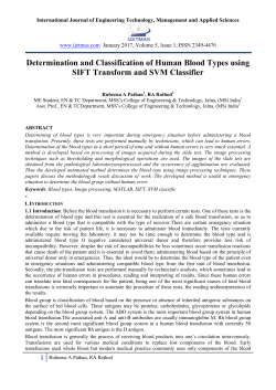 Determination and Classification of Human Blood Types using SIFT