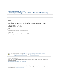 Profits v. Purpose: Hybrid Companies and the Charitable Dollar