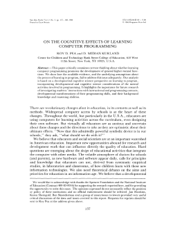 ON THE COGNITIVE EFFECTS OF LEARNING COMPUTER