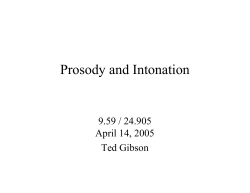 Prosody and Intonation