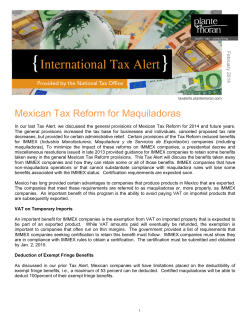 Mexican Tax Reform for Maquiladoras