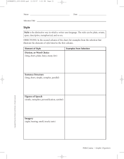 Diction, or Word Choice Sentence Structure Figures of