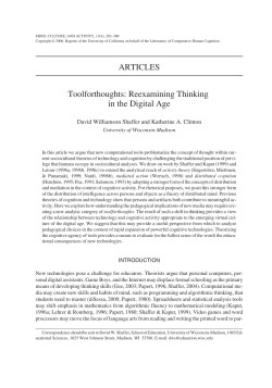 ARTICLES Toolforthoughts: Reexamining Thinking
