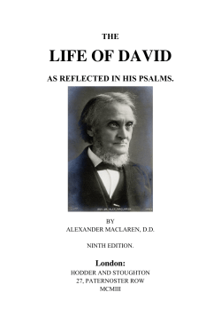 The Life of David As Reflected In His Psalms - Grace