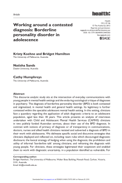 Working around a contested diagnosis: Borderline personality
