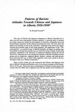 Patterns of Racism: Attitudes Towards Chinese and Japanese in