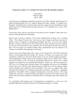 PARALLEL WARS? CAN &ldquo;LESSONS OF VIETNAM&rdquo;