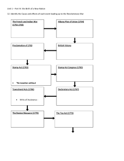 Unit 1 – Part IV: the Birth of a New Nation 12. Identify the