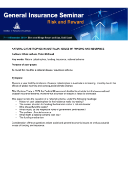 NATURAL CATASTROPHES IN AUSTRALIA: ISSUES OF FUNDING