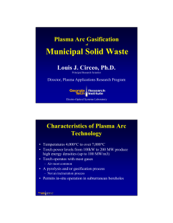 Plasma Arc Gasification of Municipal Solid Waste