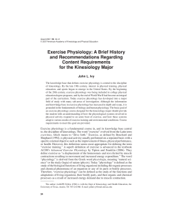 Exercise Physiology: A Brief History and Recommendations