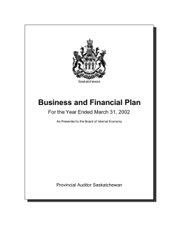 Business and Financial Plan - Provincial Auditor of Saskatchewan