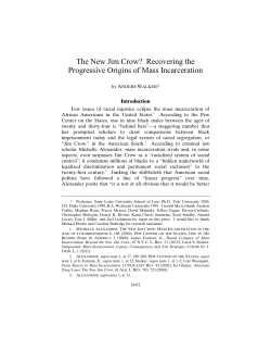 The New Jim Crow? Recovering the Progressive Origins of Mass