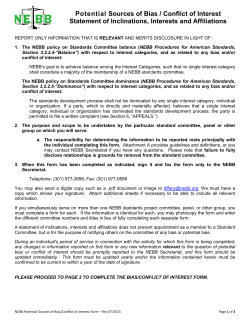 Potential Sources of Bias / Conflict of Interest Statement of