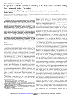 Coagulation Facilitates Tumor Cell Spreading in