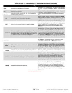 Lord of the Rings LCG Comprehensive Card