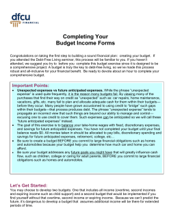 Budget Worksheet Instructions