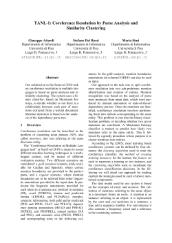 Coreference Resolution by Parse Analysis and Similarity Clustering