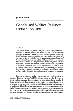 Gender and Welfare Regimes: Further Thoughts