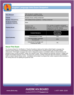 English Language Arts Exam Snapshot