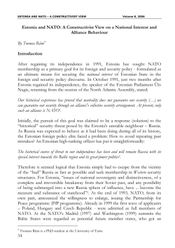 34 Estonia and NATO: A Constructivist View on a National Interest