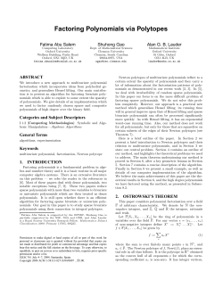 Factoring Polynomials via Polytopes - Clemson-MATH