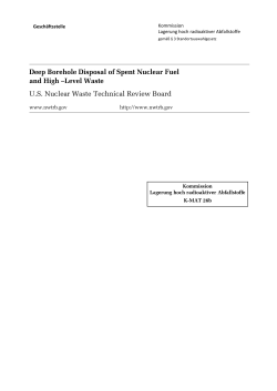 Deep Borehole Disposal of Spent Nuclear Fuel and High –Level